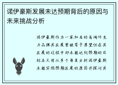 诺伊豪斯发展未达预期背后的原因与未来挑战分析